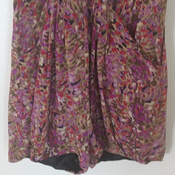 Y2K Bebe Womens Romper Jumper Sz XXS Pink Multi 100% Silk Watercolor One Piece - Picture 4 of 9